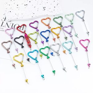 DIY Heart Bead Carabiner Metal Hook Keychain